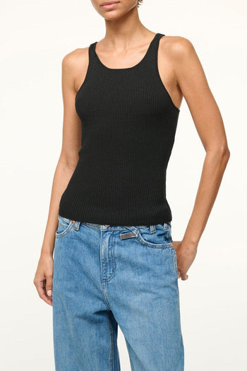 IBISCO black ribbed knit tank top with crew neckline
