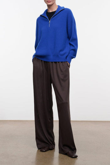 Men's dark brown wide-leg pants, relaxed fit, full-length