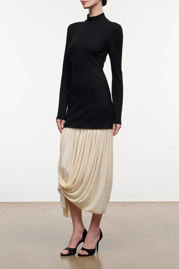 DONNA DRESS | BLACK IVORY BLACK IVORY / XS