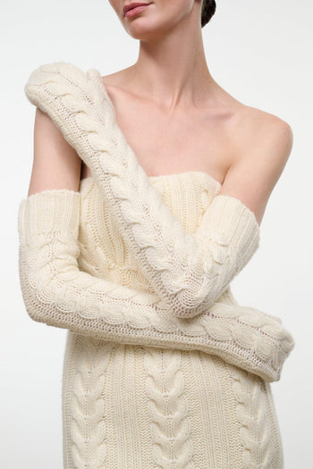 CABLE KNIT OPERA MITTENS | IVORY IVORY