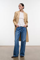 Relaxed-fit vintage wash jeans, button fly, wide straight legs