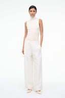 Pierre ivory high-rise wide-leg pant with straight, flowing legs