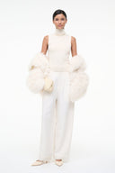 Pierre ivory wide-leg trousers with relaxed drape and high-rise waistband
