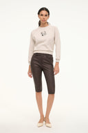 Stone crewneck sweatshirt with small dog graphic on chest