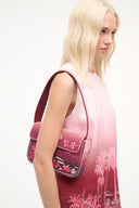 TOMMY beaded bag with pink crossbody strap and tropical print under flap