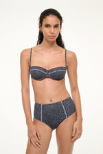 JO BALCONETTE BIKINI TOP | BLACK WOODBLOCK DITSY FLORAL