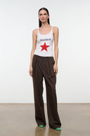 VATOLLA white tank top with thin straps and red star graphic