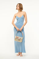 TOMMY beaded shoulder bag with flap, top handle, and colorful seaside motif
