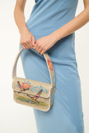 TOMMY beaded shoulder bag with flap and colorful shoreline bead artwork