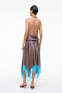 ELIRA SILK DRESS | MINK POOL