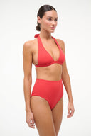 JONNIE HIGH RISE BIKINI BOTTOM | RED ROSE RED ROSE / XS