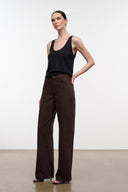 Dark brown wide-leg DEAN jeans with high rise and relaxed straight-to-flare legs