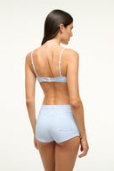 Light blue micro-check bikini bottom, back view.