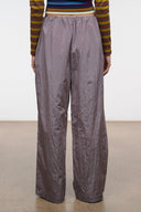 Wide-leg pants, elastic waist, loose draped legs in zinc-gray