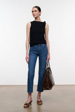 TEDDY CROPPED WITH RAW HEM | STONE BLUE
