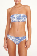 Blue toile bandeau bikini top
