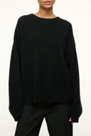 SERRANO CASHMERE relaxed crewneck cashmere sweater, black, dropped shoulder