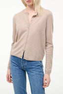 MIDNIGHT cashmere cardigan in stone, button-front knit with long sleeves