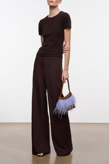 Women’s dark brown wide-leg stroll pants with relaxed, ankle-length fit