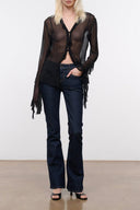 KYLE stretch flare jeans, dark indigo with straight-to-flare legs