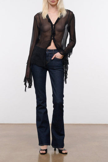 KYLE stretch flare jeans, dark indigo with straight-to-flare legs