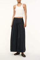 Black gathered maxi skirt with elastic waistband