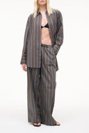 MATEO pants with wide-leg vertical stripe fabric, high-waist and relaxed fit