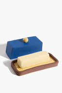 COLORBLOCK BUTTER DISH | BROWN AND BLUE GLAZE BROWN AND BLUE GLAZE