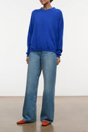 Archive denim jeans, light blue wash, front patch pockets, relaxed wide leg