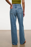 Archive denim jeans, light blue wash, relaxed straight fit, full-length wide legs
