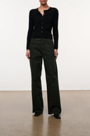 Relaxed-fit jeans in dark leopard print, wide straight legs, button fly, pockets