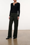 Relaxed-fit jeans in dark leopard print, wide straight legs, five-pocket design, button fly