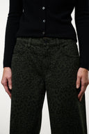 Relaxed-fit jeans in dark leopard print, button fly, front pockets and belt loops