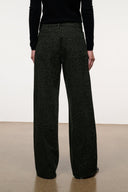 Relaxed-fit jeans with dark leopard print, wide straight legs, belt loops and seams