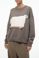 GIADA sweater with sheep graphic and ribbed trim