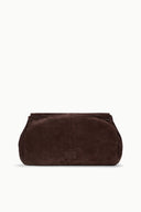 Espresso-brown oversized handbag with rear panel and small logo patch