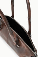 HESTER mini shoulder bag open zip top, dark interior lining and metal hardware