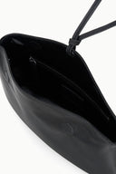 Black clutch interior with lining and zippered pocket compartments