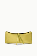 Lime green EVE clutch bag with cinched top and bow-tie drawstring