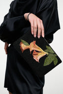 TOMMY BEADED LARGE POUCH | TRUMPET FLOWER BLACK TRUMPET FLOWER BLACK