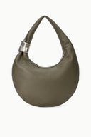 Winter moss hobo cuff bag with wide open top and soft curved body