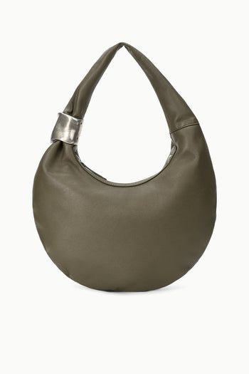 Winter moss hobo cuff bag with wide open top and soft curved body