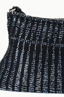 Asta shoulder bag knit fabric close-up in dark sapphire, ribbed woven texture