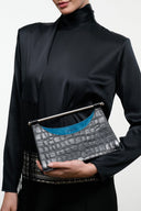 CARYS CLUTCH | BLACK CROCO BLACK CROCO