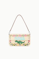 TIMMY convertible shoulder bag with beaded dinosaur print and top handle straps