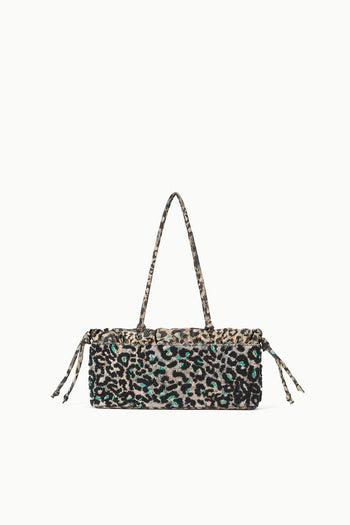 Elodie shoulder bag in leopard print fabric with fabric shoulder straps
