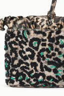 Elodie shoulder bag textured leopard sequins with turquoise beaded accents