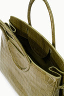 Maude carryall open top with martini green croc-embossed interior and slip pocket