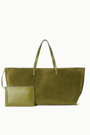 Large tote bag in martini green with matching zip pouch and two top handles