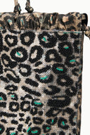 Leopard-print tote bag with allover sequin swirl pattern
